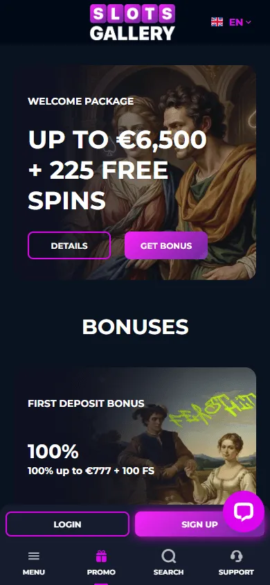 Slots Gallery Casino mobile browser promotions and bonus offers
